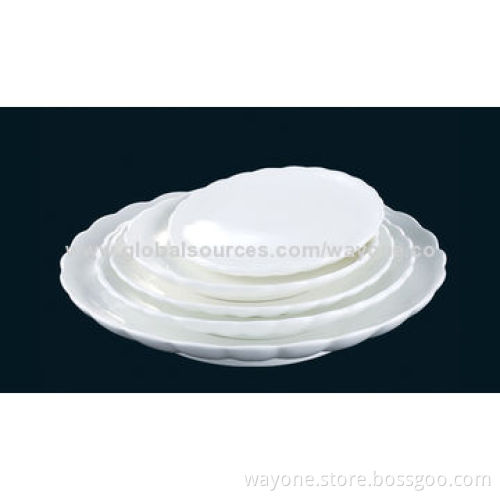 White New Bone China Coupe Plate, with Various Sizes, Hotel Ware, Food Safe,Lead-free,High Whiteness
